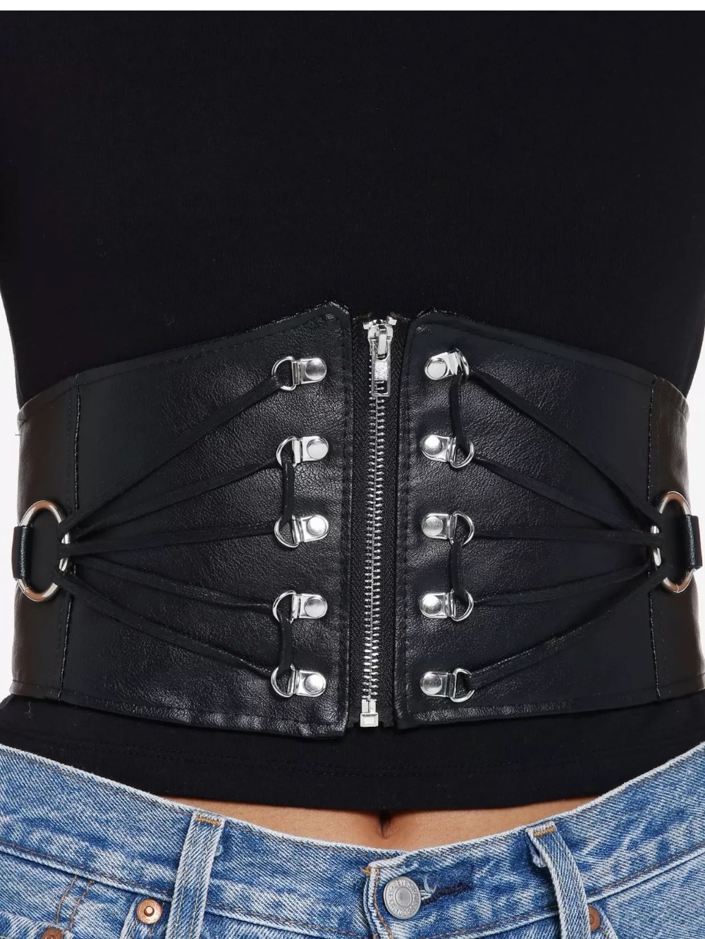 Black O-Ring Strap‎ Zipper Corset Size Small/Medium
